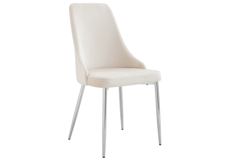Chaise de table velours beige pieds argentés - Sena x4