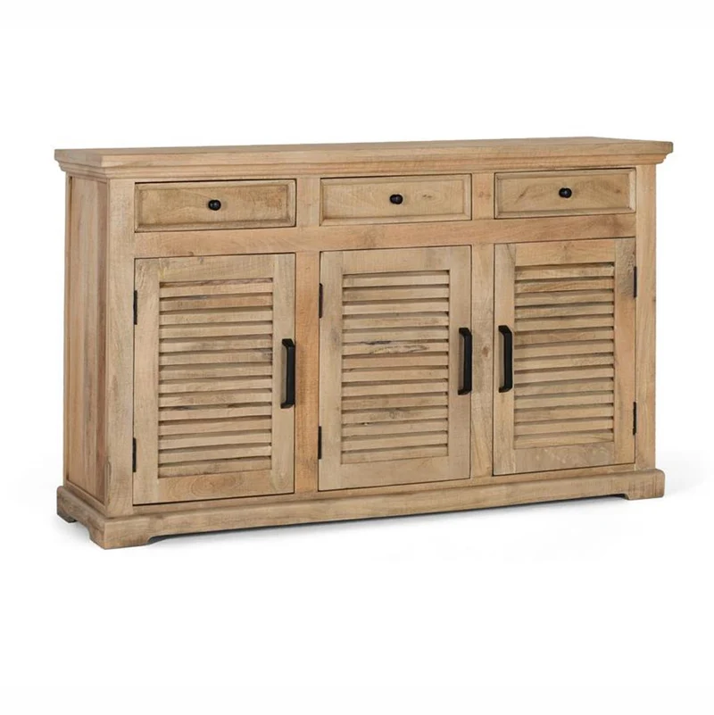 Buffet 3 tiroirs 3 portes bois massif en manguier – Paran
