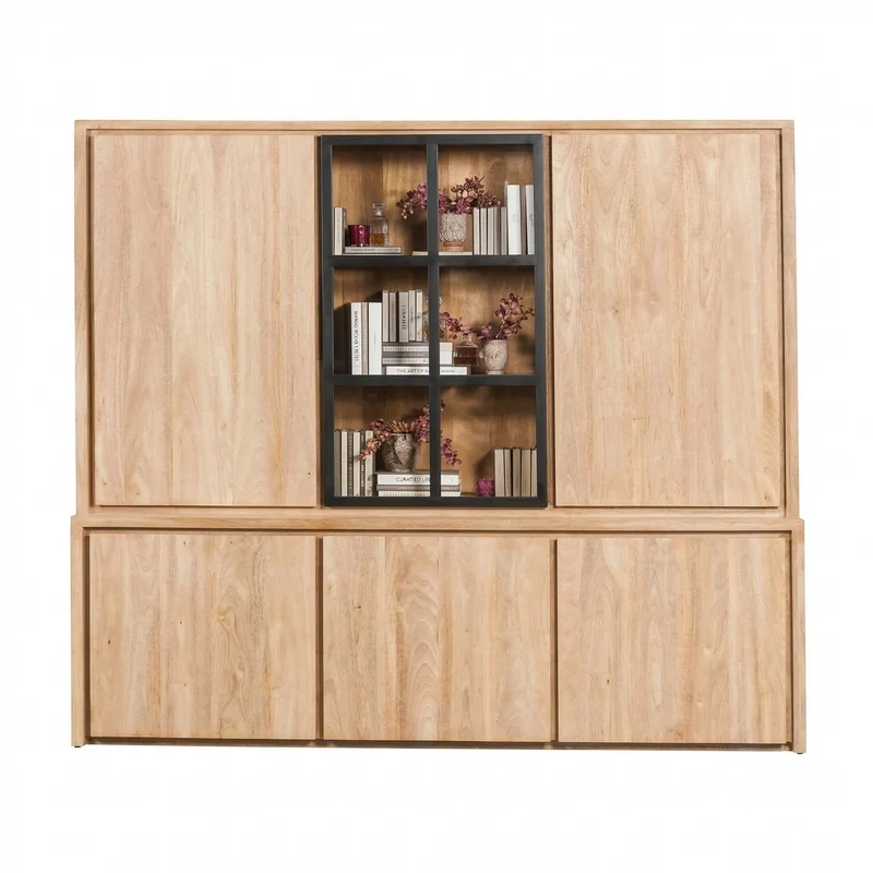 Vitrine 3x3 Portes bois massif en manguier – Scandinaves