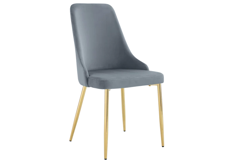 Chaise de table velours gris pieds dorés - Sena x4