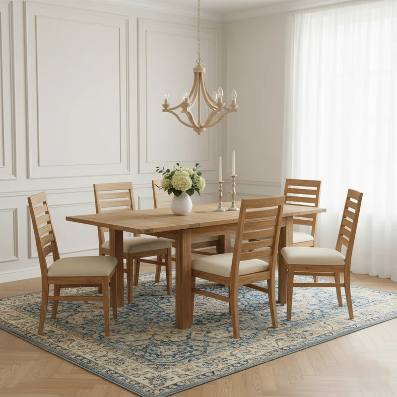 Grande table à manger carréé allonge 130 bois massif en Acacia naturelle – Gordon