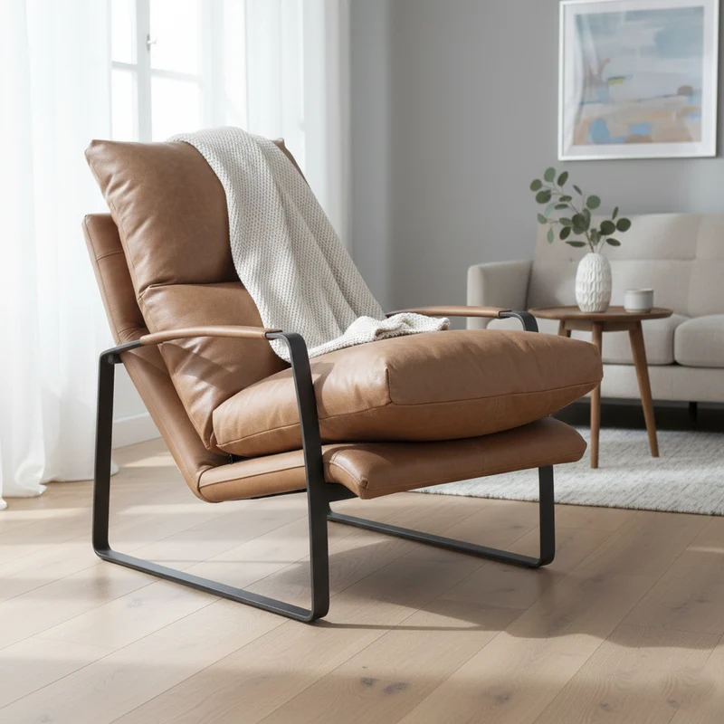 Fauteuil cuir beige – Damo