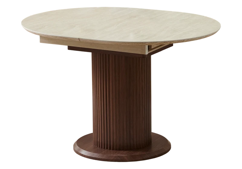 Ensemble table à manger extensible noyer et 4 chaises - Leon