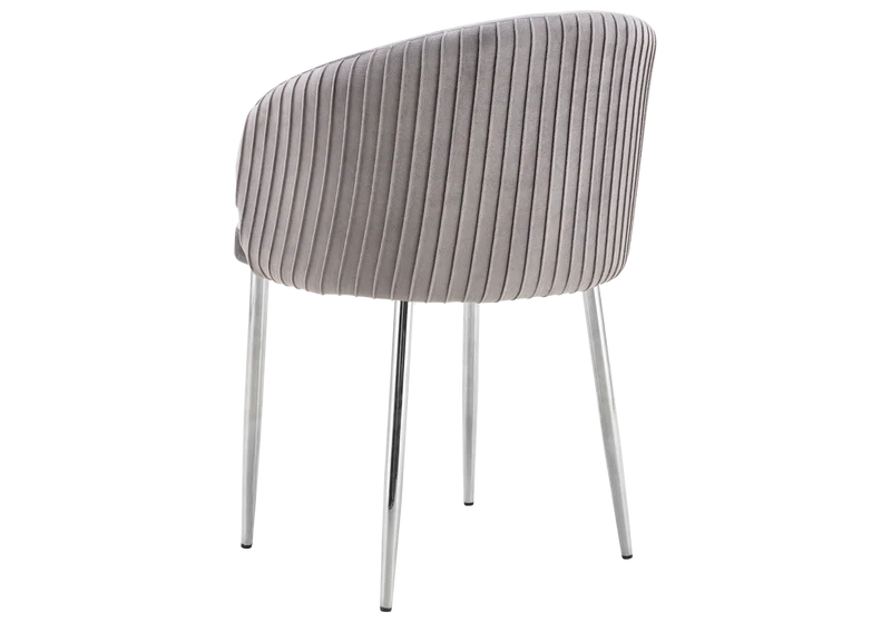 Chaise salle manger velours gris pieds chromé - Sora x2