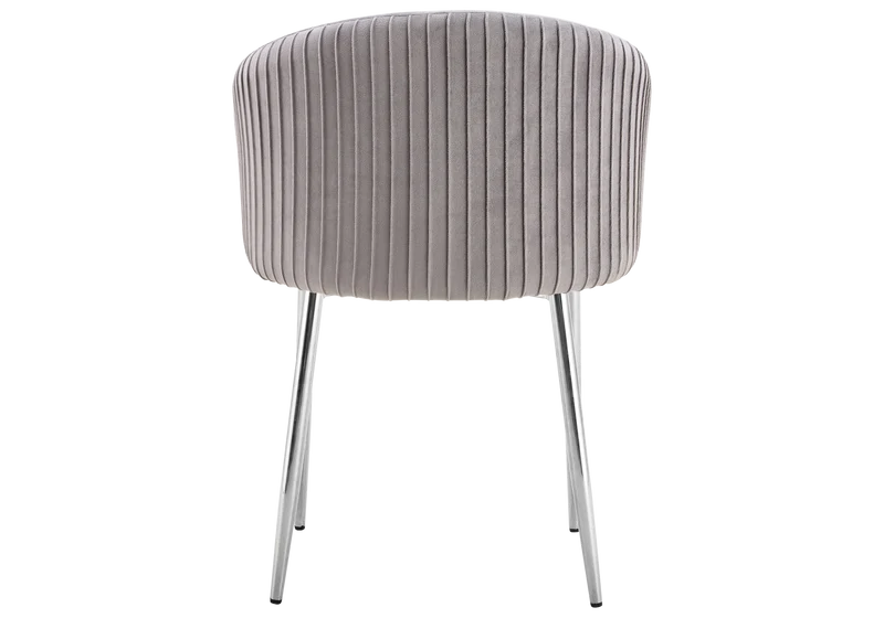 Chaise salle manger velours gris pieds chromé - Sora x2