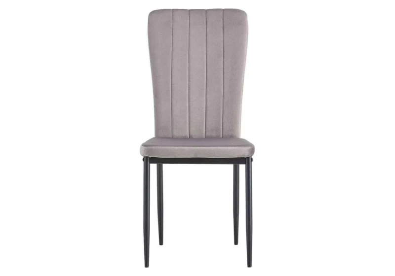 Chaise velours gris dossier haut et pieds noir - Stria x4