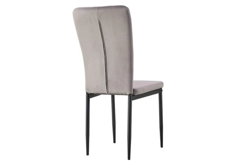 Chaise velours gris dossier haut et pieds noir - Stria x4