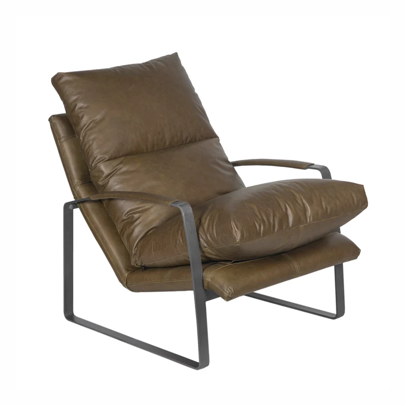 Fauteuil cuir olive vert – Damo