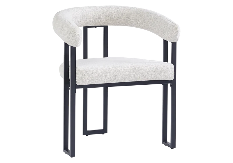 Fauteuil de table tissu chiné crème pieds noirs - Soho x4