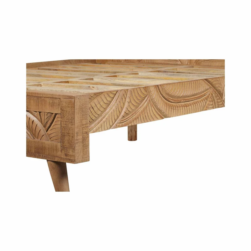 Lit sculpté 160 cm en bois massif manguier - Floria