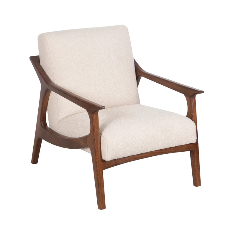 Fauteuil tissu bouclette gris | Jade