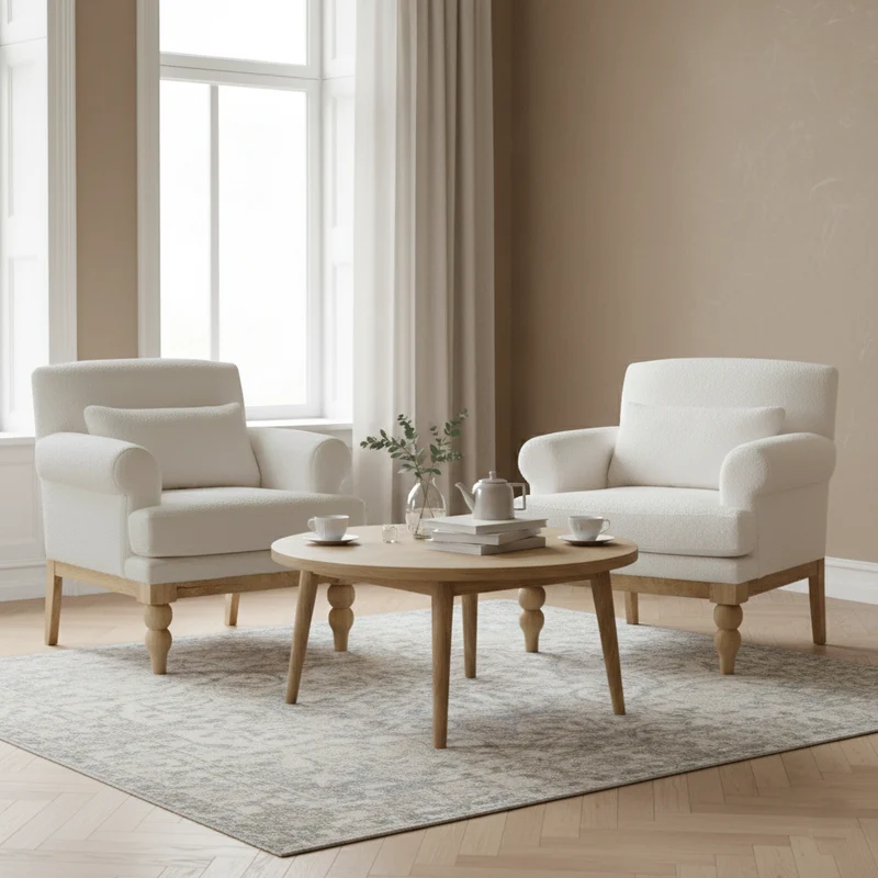 Fauteuil tissu bouclette blanc | Teddy