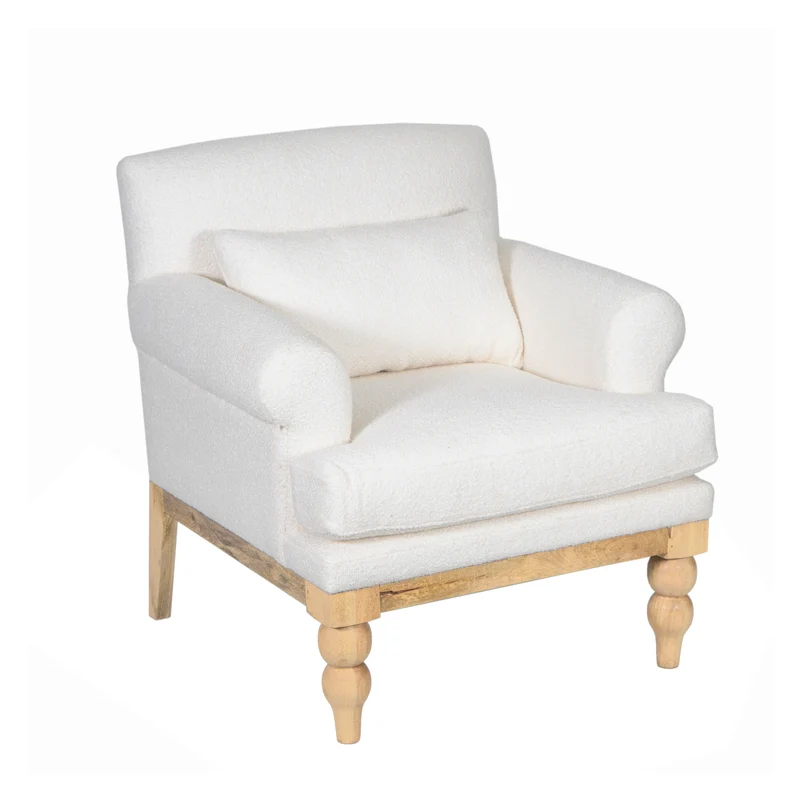 Fauteuil tissu bouclette blanc | Teddy