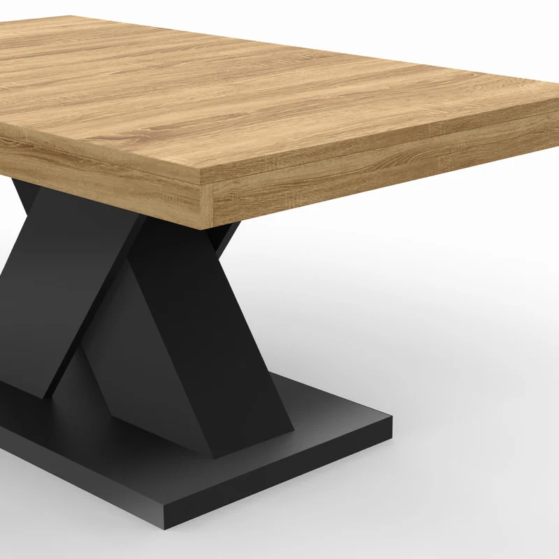 Table basse Alexia pieds croisés bois et noir L100cm