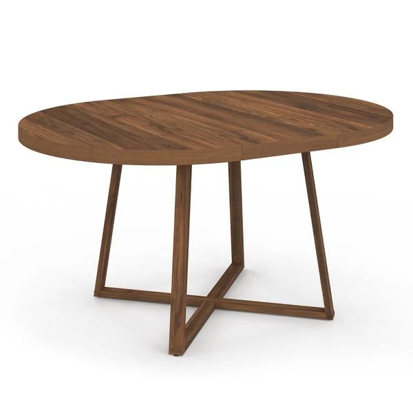 Table à manger ronde extensible Sana Ø110-150cm effet noyer