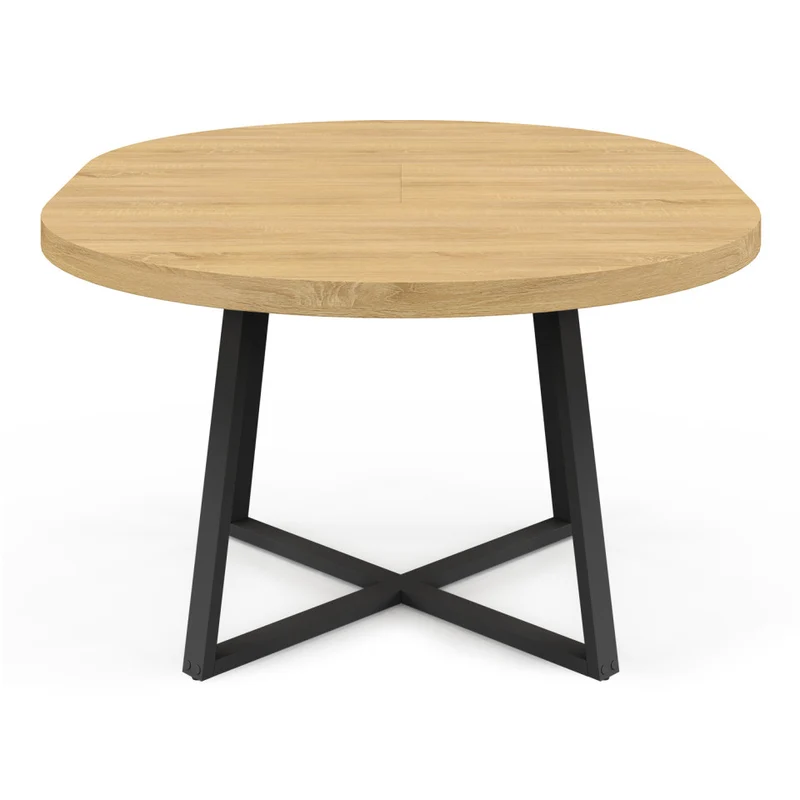 Table à manger ronde extensible Sana bois et noir Ø110-150cm