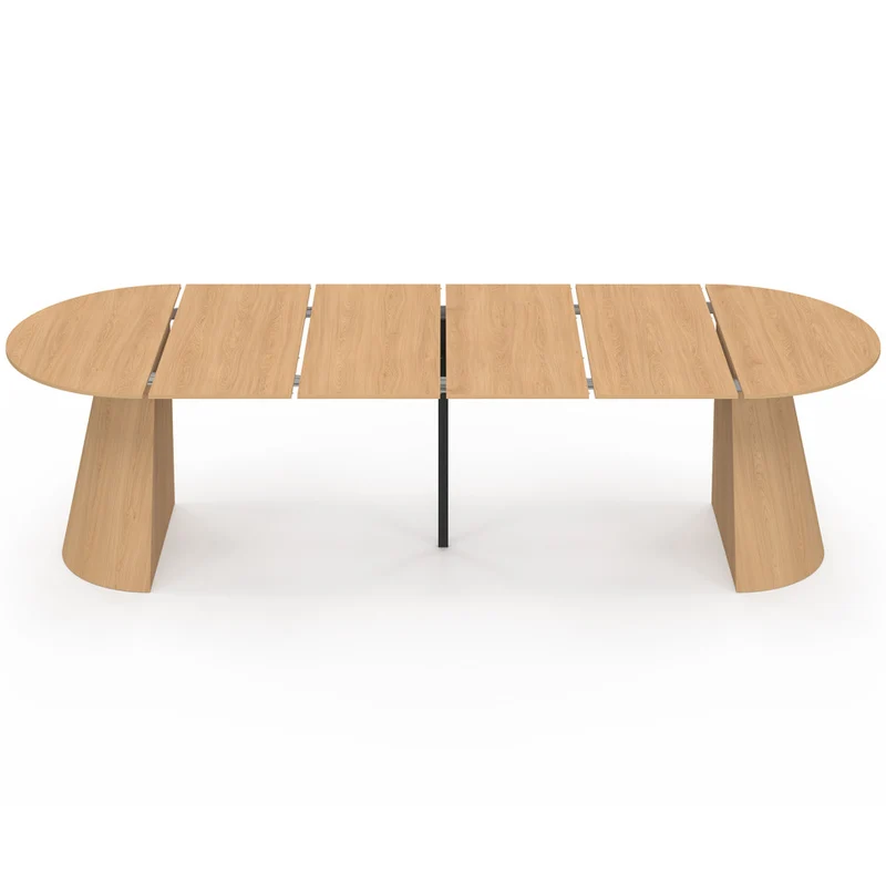 Table à manger ronde extensible Elvis effet hêtre Ø110-300cm