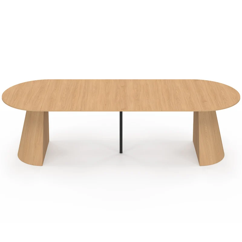 Table à manger ronde extensible Elvis effet hêtre Ø110-300cm