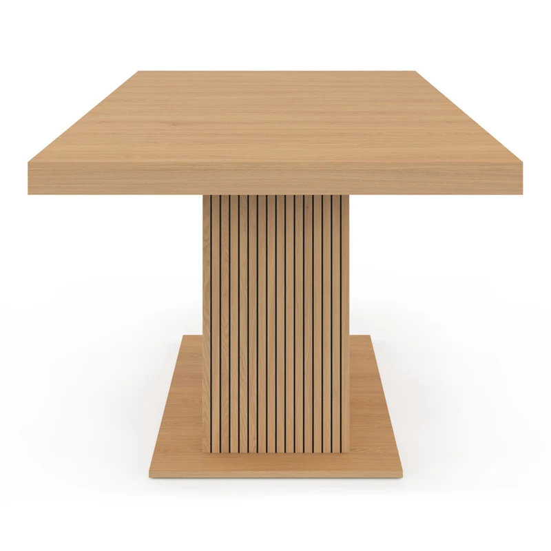 Table à manger extensible Faustine bois et pied lattes avec rangement intégré 160-200cm