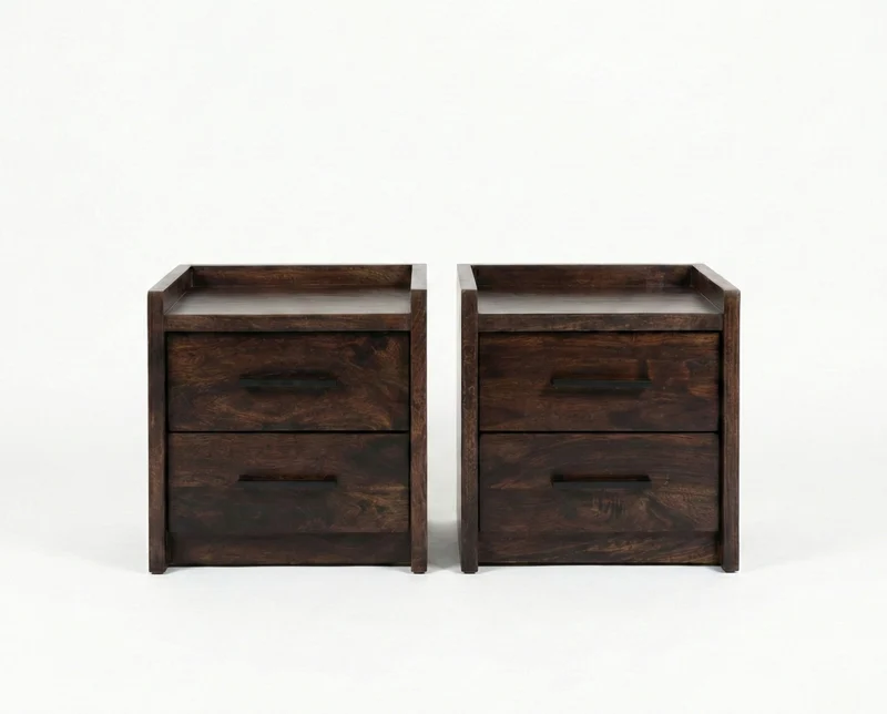 2 Tables de chevet Nagpur – sheesham massif espresso