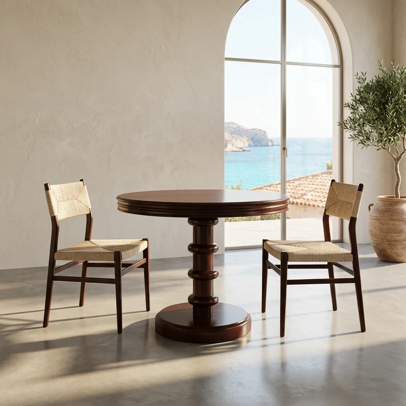 Table ronde Perla Acajou