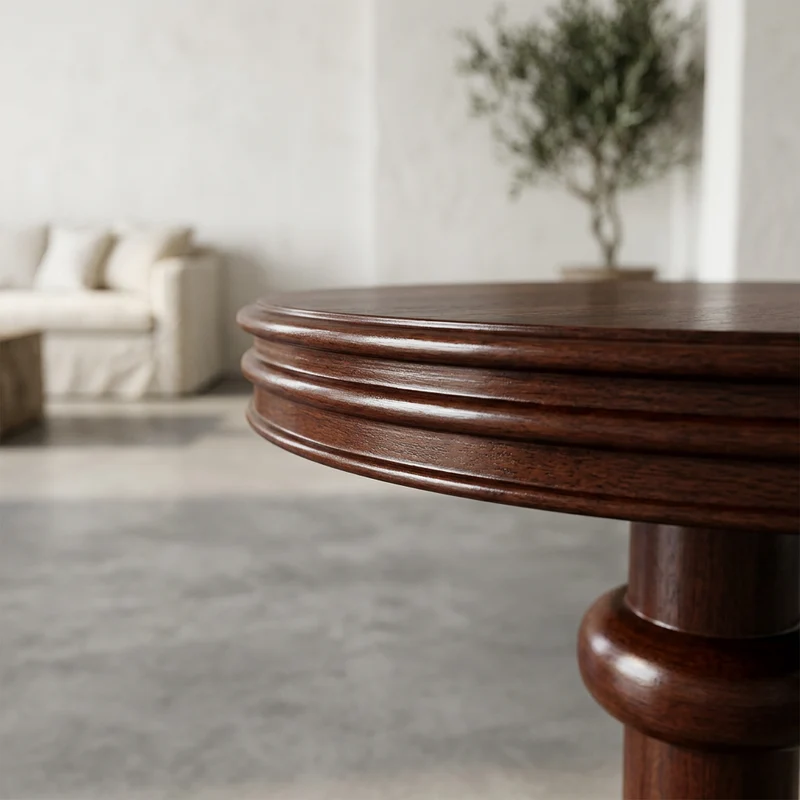 Table ronde Perla Acajou