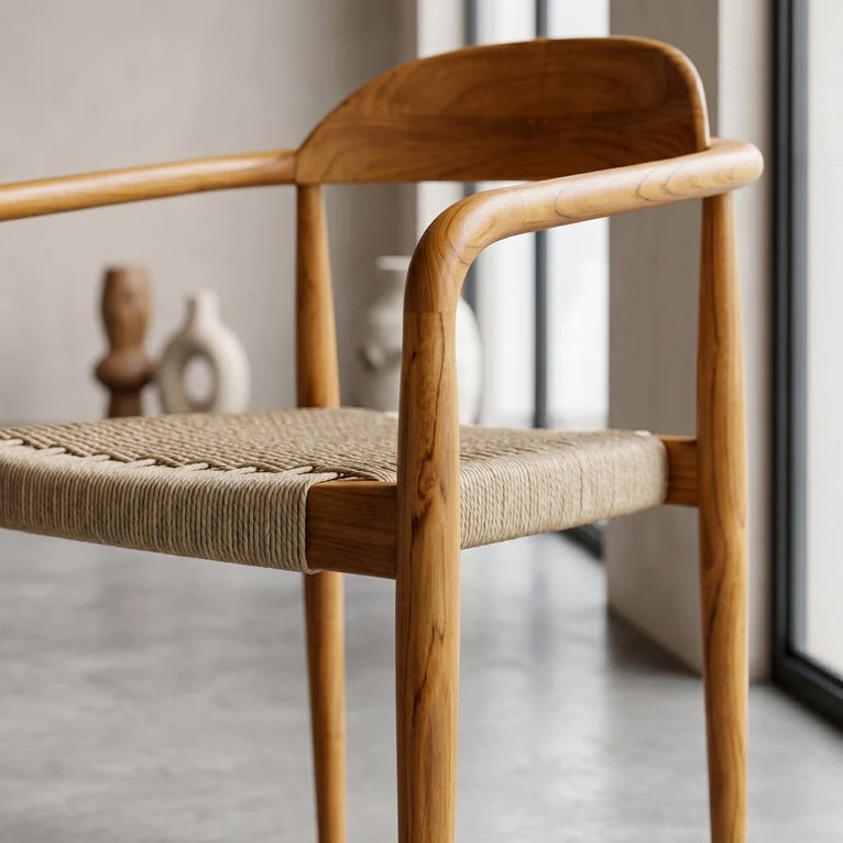 Chaise IRA en bois naturel et corde tressée