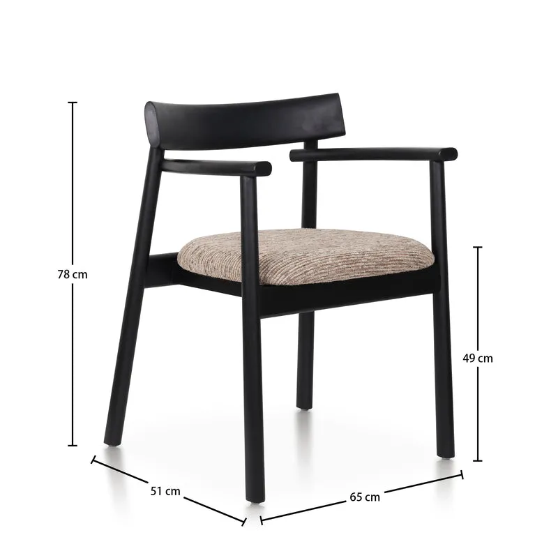 Chaise GAIA noir et tissu marron
