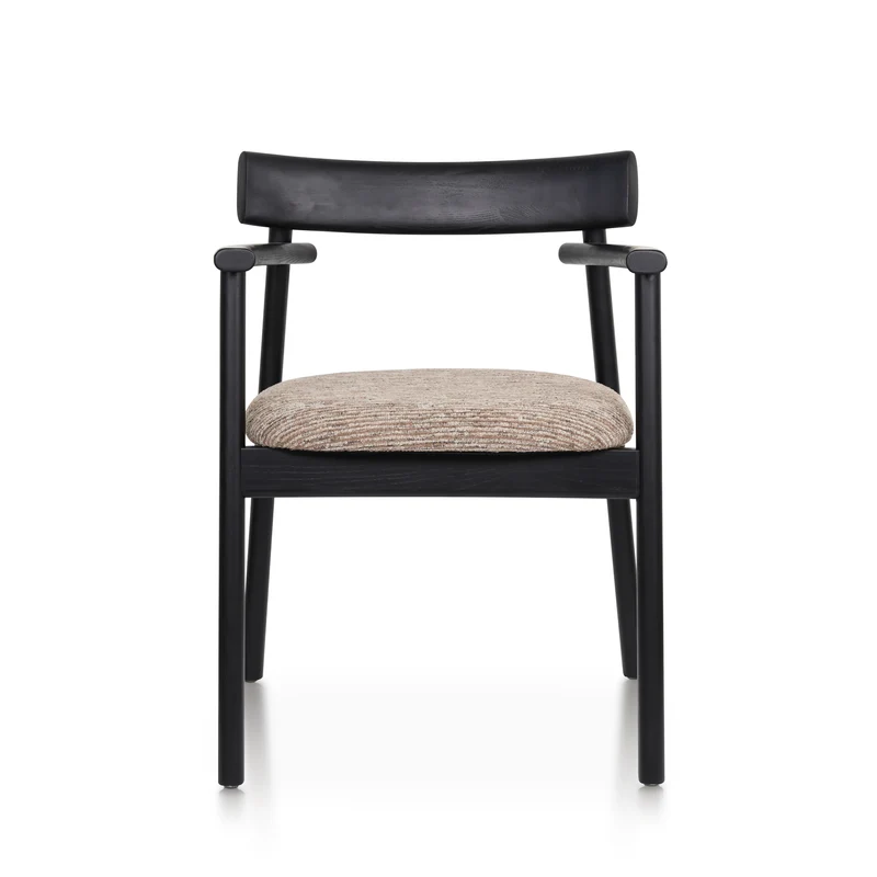Chaise GAIA noir et tissu marron
