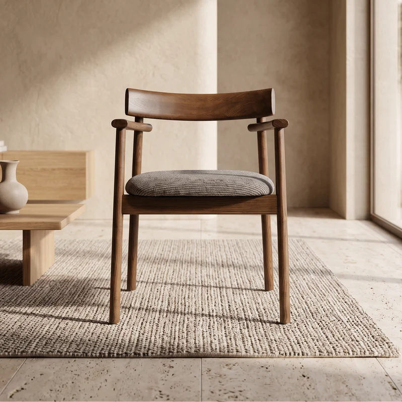 Chaise GAIA teinte noyer et tissu marron