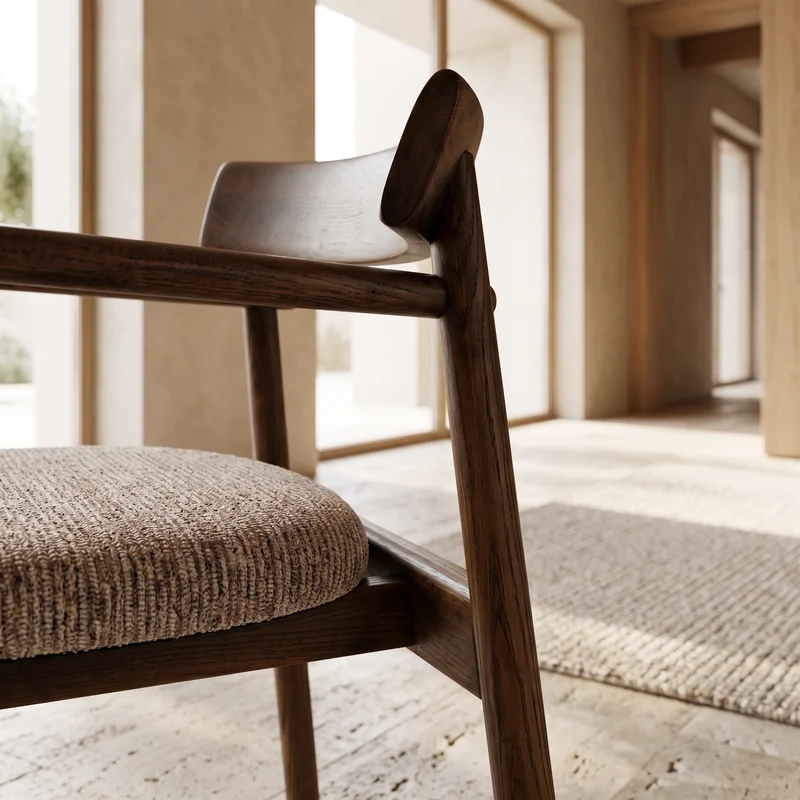 Chaise GAIA teinte noyer et tissu marron