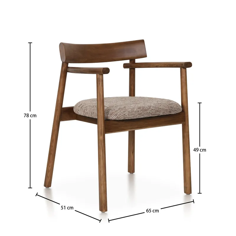 Chaise GAIA teinte noyer et tissu marron