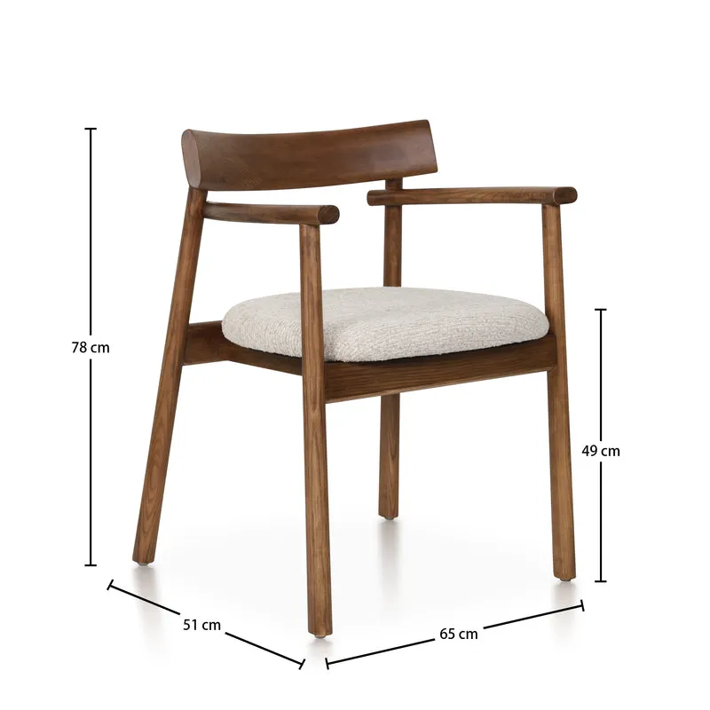 Chaise GAIA teinte noyer & tissu crème