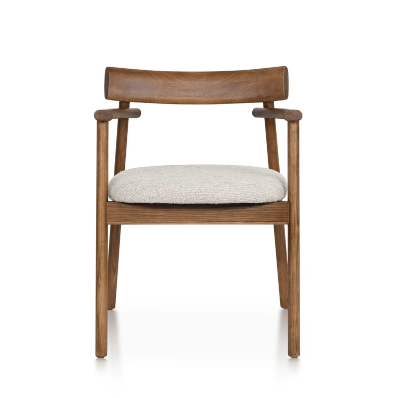 Chaise GAIA teinte noyer & tissu crème