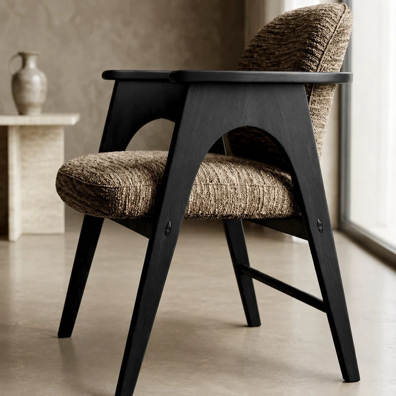 Chaise BOWIE noir & tissu marron