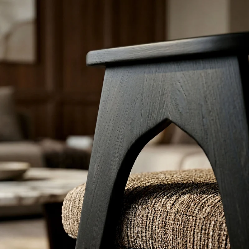 Chaise BOWIE noir & tissu marron