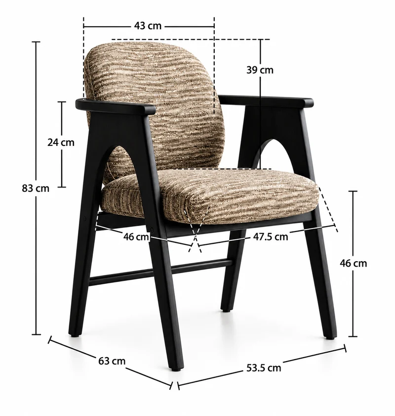 Chaise BOWIE noir & tissu marron