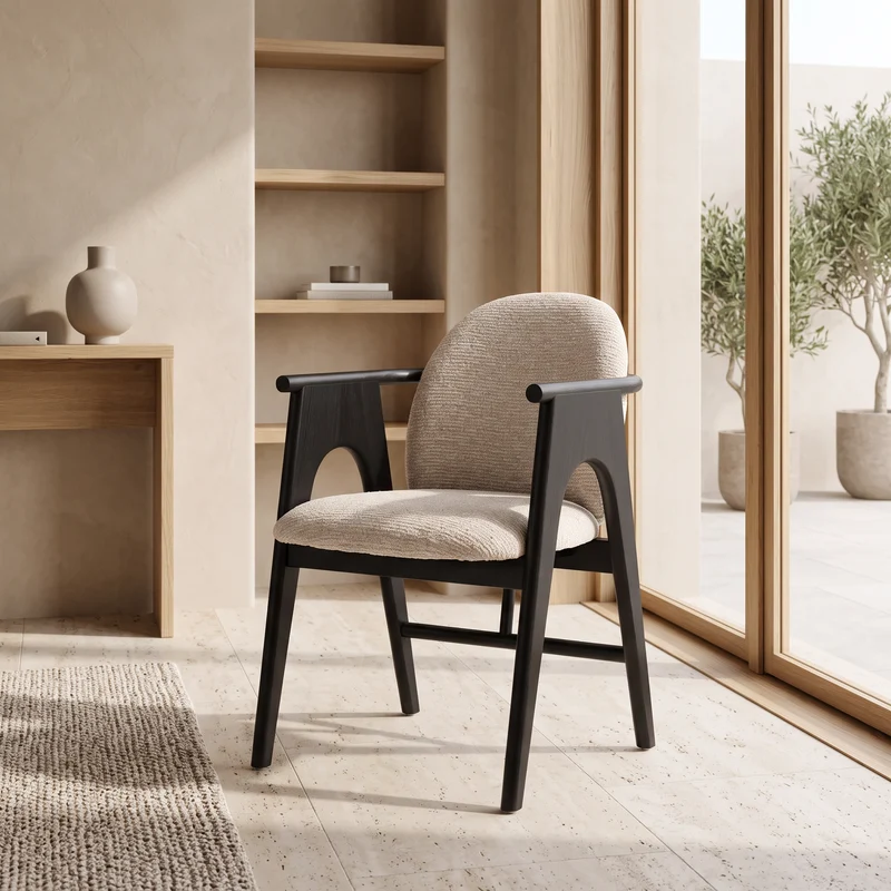 Chaise BOWIE noir & tissu crème