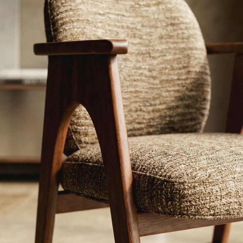 Chaise BOWIE noyer & tissu marron