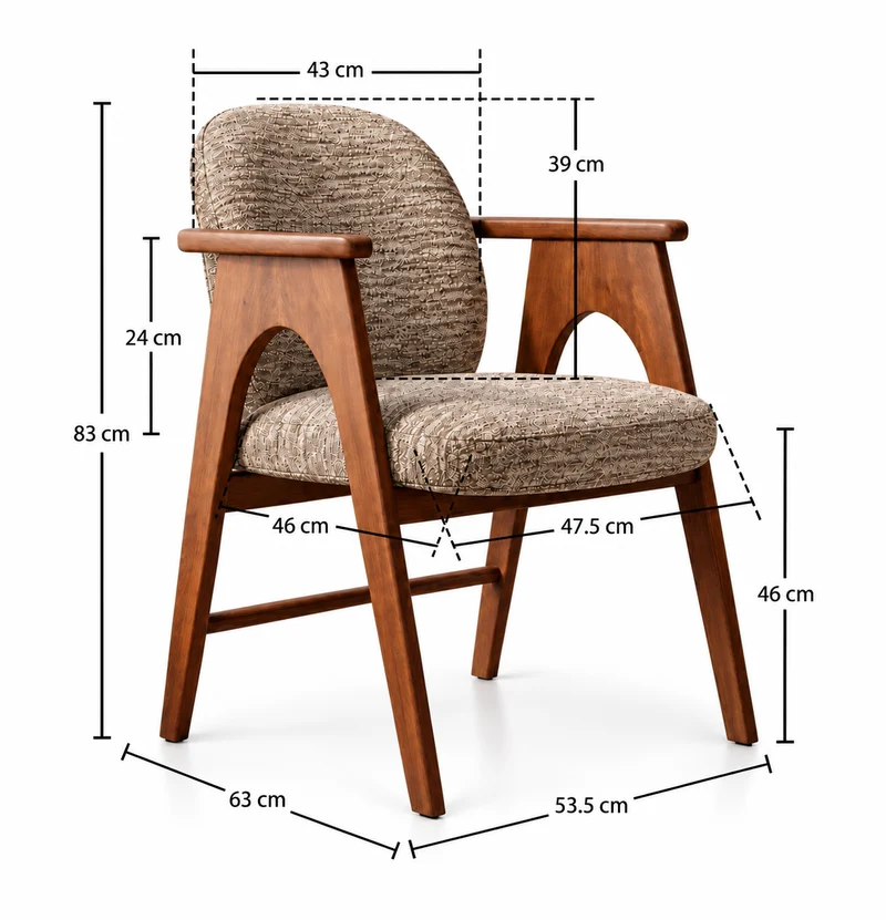 Chaise BOWIE noyer & tissu marron