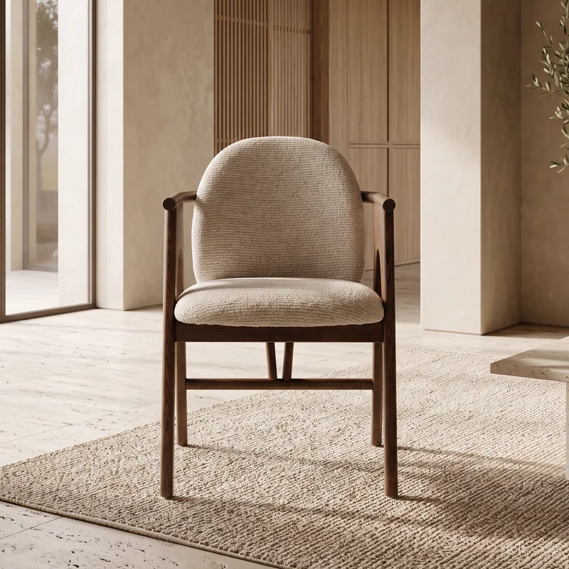 Chaise BOWIE noyer & tissu crème