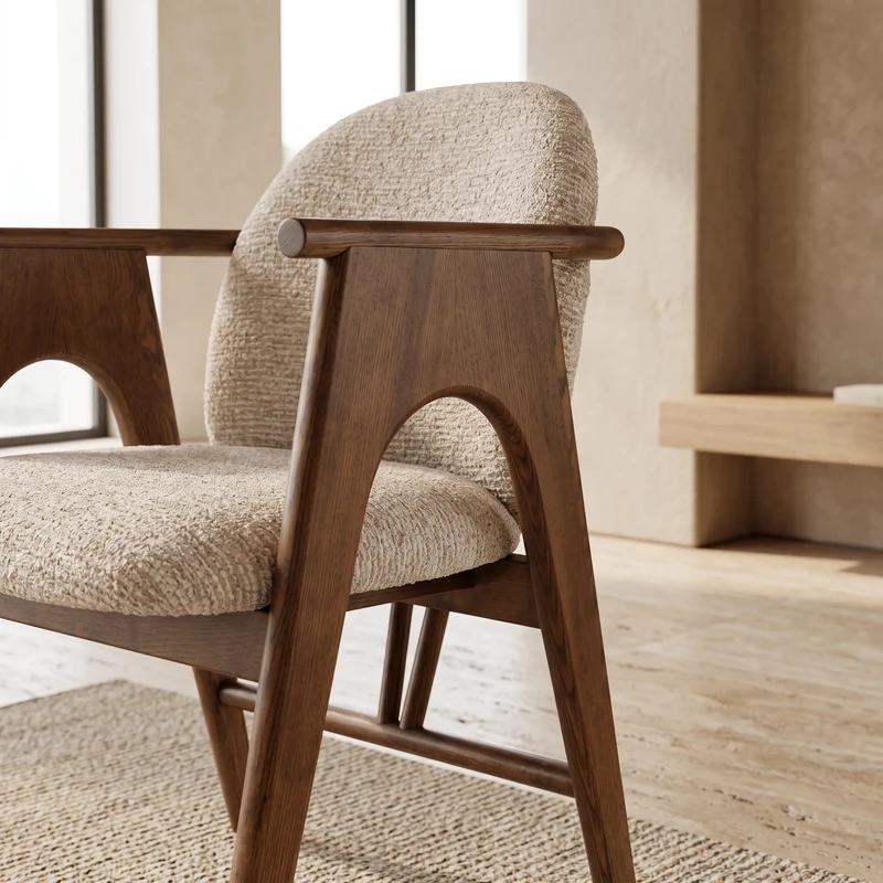 Chaise BOWIE noyer & tissu crème