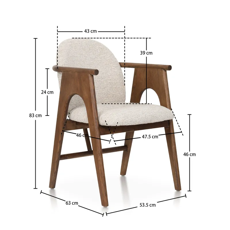 Chaise BOWIE noyer & tissu crème