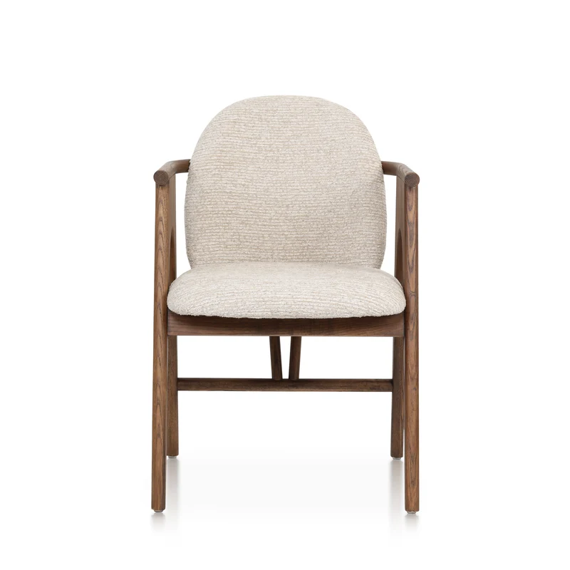 Chaise BOWIE noyer & tissu crème
