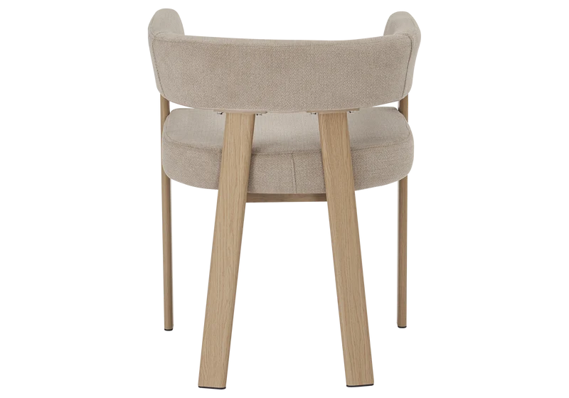Fauteuil de table bouclé taupe chêne - Mura x4