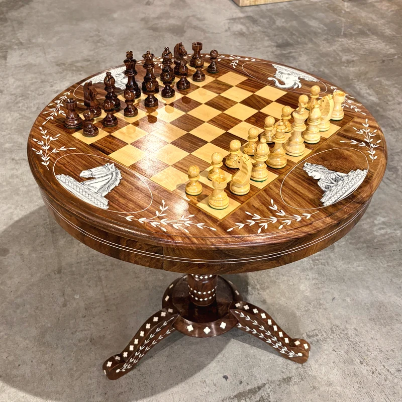 Table de Jeu d'échecs de luxe ronde