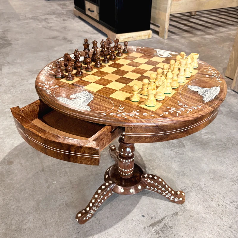 Table de Jeu d'échecs de luxe ronde