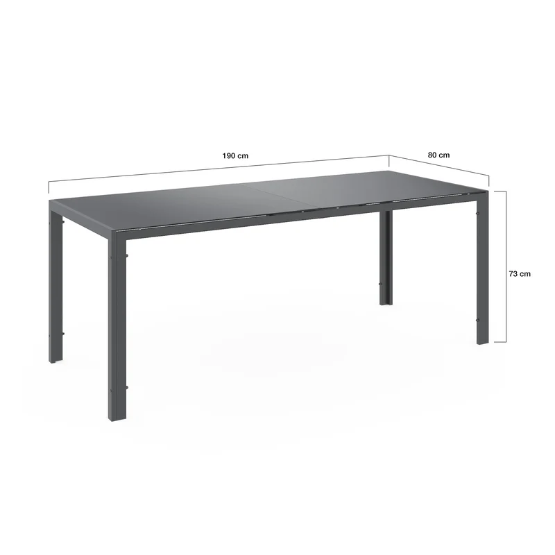 Ensemble de jardin Minorca 8 places en textiléne et verre trempé gris anthracite