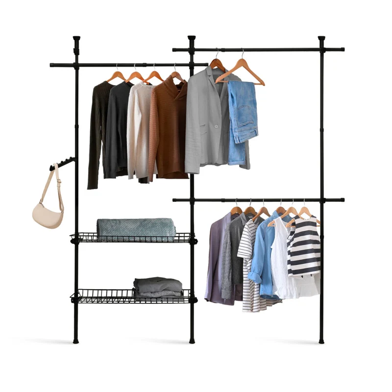 Penderie télescopique avec rangements intégrés H278cm