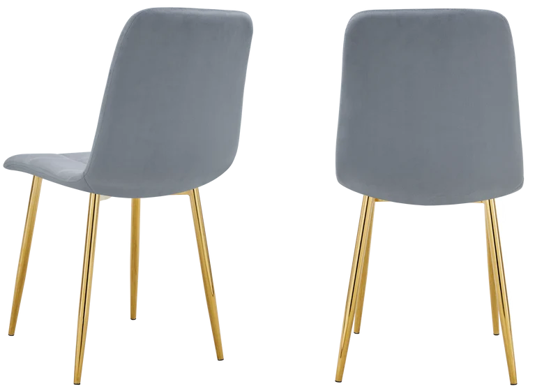 Chaises en velours gris capitonnées - Milan x4